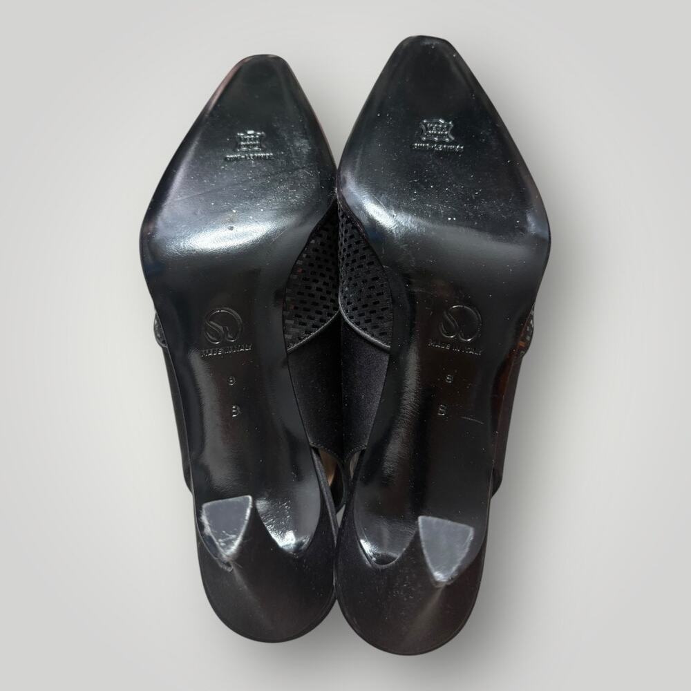 St. John black slingback heels sequin pointed toe sz 8 - Picture 5 of 8